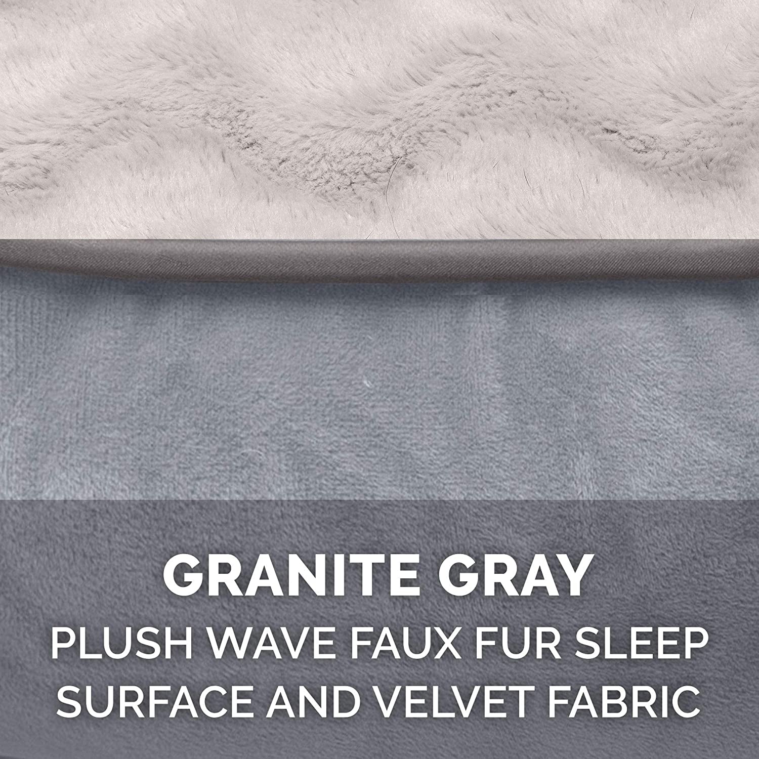 Orthopedic Dog Bed for Medium/Small Dogs W/ Removable Bolsters & Washable Cover, for Dogs up to 35 Lbs - Plush & Velvet Waves Perfect Comfort Sofa - Granite Gray, Medium