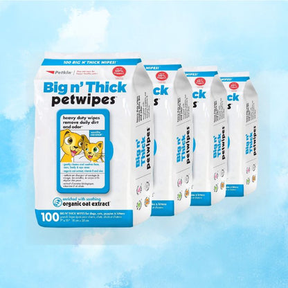 Pet Wipes for Dogs and Cats, 400 Wipes - Large Pet Wipes for Dogs and Cats - Cleans Ears, Face, Butt, Body and Eye Area - Convenient, Ideal for Home or Travel - 4 Packs of 100 Wipes