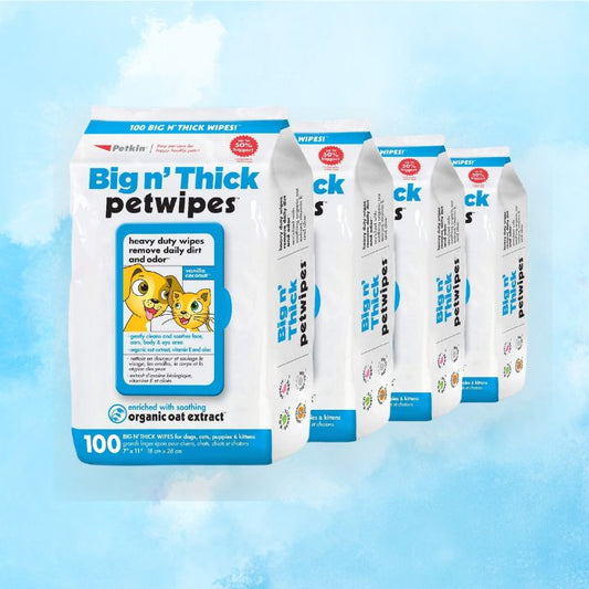 Pet Wipes for Dogs and Cats, 400 Wipes - Large Pet Wipes for Dogs and Cats - Cleans Ears, Face, Butt, Body and Eye Area - Convenient, Ideal for Home or Travel - 4 Packs of 100 Wipes